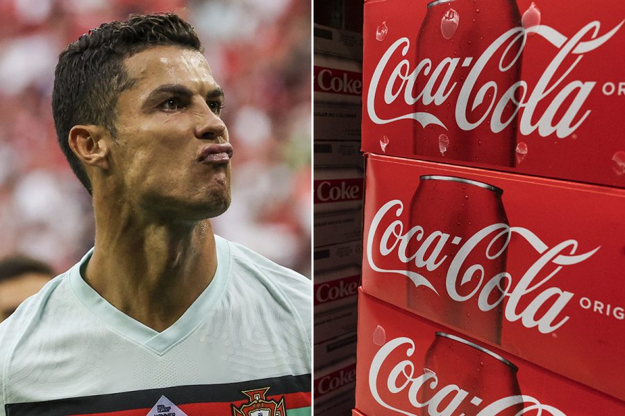 Portugals Cristiano Ronaldo och Coca-Cola.