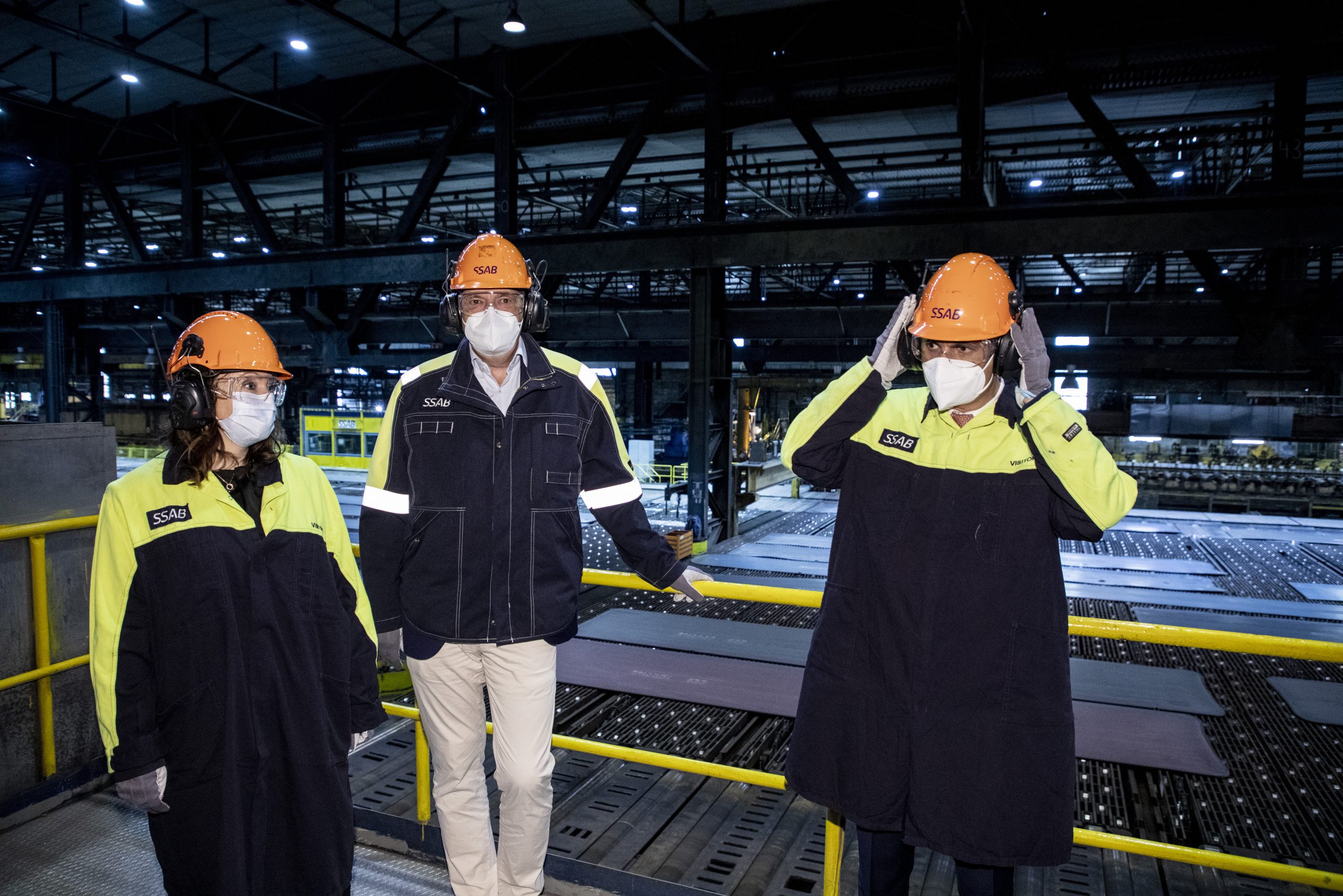 SSAB:s VD Martin Lindqvist i mitten. Med på denna bild är också tidigare näringsminister Ibrahim Baylan (S) Anna Borg, VD för Vattenfall.