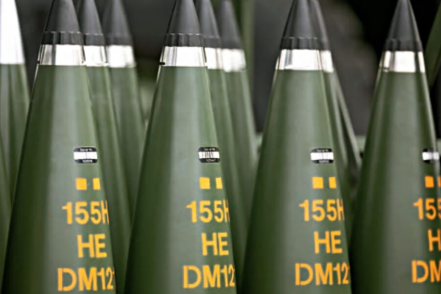 Tyskland nästan fördubblar ammunitionsorder till Rheinmetall - dm12-155mm-artillery-shells