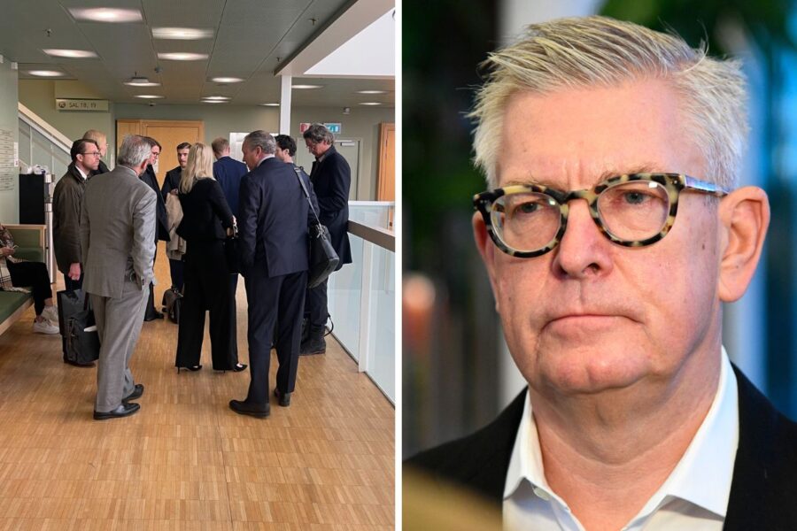 Till vänster: Bild från Solna tingsrätt där grupptalan inletts. Till höger: Ericssons VD Börje Ekholm.