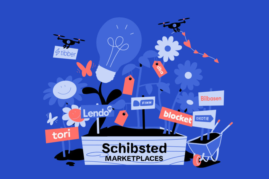 Storägare har sålt 9,4 miljoner aktier i Schibsted Marketplaces - Split-illustration-marketplaces